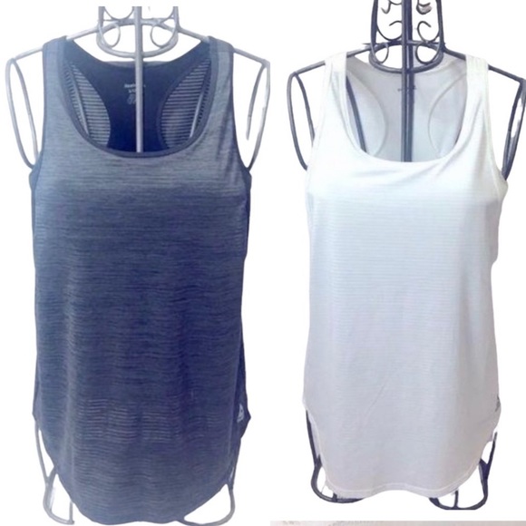 Reebok Tops - 29) SET OF 2- NWT SM Reebok Black Gray/ White Racerback Shelf Bra Workout Tanks